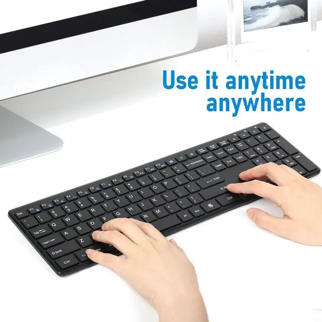 Alt view image 5 of 5 - Wireless Keyboard-2.4G Ultra Slim Quiet Full Size Cordless USB PC Computer Keyboard,Number Pad,19 Multimedia Keys,Plug&Play,Lag-Free Ergo,2 Long Battery for Desktop Laptop Smart TV,MAC,Windows,QWERTY