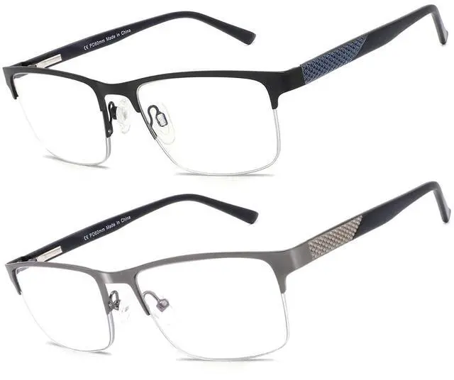 Main image of ESAVIA Premium Half Frame Reading Glasses for Men Blue Light Blocking Computer Reader Full Lens Magnifier Eyewear with Unbreakable Frame (Black Blue, 200)