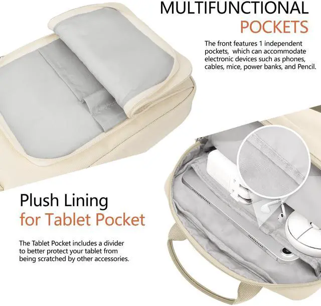 Alt view image 4 of 5 - Kailaien 7-9 Inch Tablet Sleeve Bag, Ipad Bag for iPad mini 6/5/4/3/2,Samsung Galaxy Tab A7 Lite 8.7" / Tab A 8.0",Kindle 2022/10/9/8/7/6,eReader,with Removable Shoulder Strap (Beige)