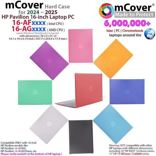 Alt view image 2 of 5 - mCover Case ONLY Compatible for 2024+ HP Pavilion 16-inch Laptop PC 16-AFxxxx / 16-AGxxxx Series Windows Notebook (NOT Fitting Any Other HP Models)- Red