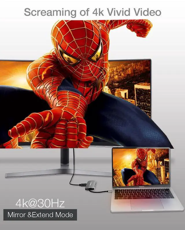 Alt view image 4 of 5 - USB C Hub Ethernet, INNOMAX 6 in 1 USB C to USB 3.0 Hub, Multiport Adapter with HDMI 4K 30Hz, 100W Power Delivery, 1000M Ethernet, 3 USB 3.0 5Gbps Fast Data Ports for MacBook Pro Air, iPad and More