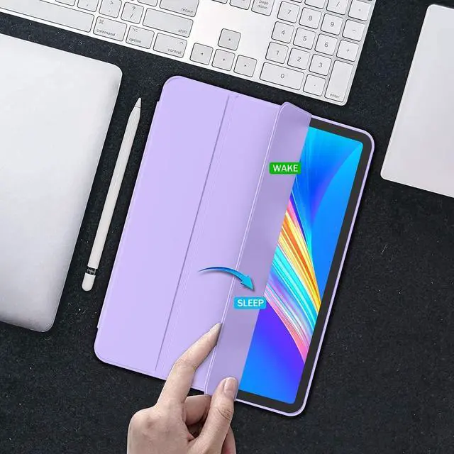 Alt view image 5 of 5 - iMieet for iPad Pro 11 Inch Case M4 2024 (5th Gen) with Pencil Holder, Trifold Stand Smart Case with Soft TPU Back, Auto Wake/Sleep (Clove Purple)