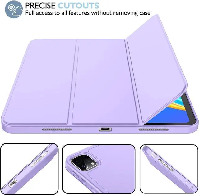 Alt view image 4 of 5 - iMieet for iPad Pro 11 Inch Case M4 2024 (5th Gen) with Pencil Holder, Trifold Stand Smart Case with Soft TPU Back, Auto Wake/Sleep (Clove Purple)