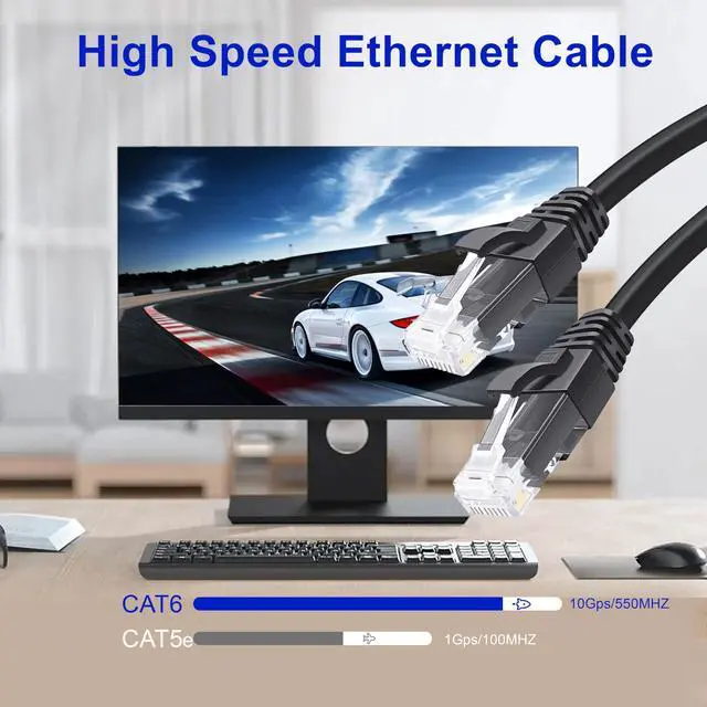 Alt view image 5 of 5 - Fazawan Cat6 Ethernet Cable 150Ft 10 Gbps Cat6 Network Cord Support Cat6 Cat5e Cat5,with 25 Cable Ties,25 Cable Clips
