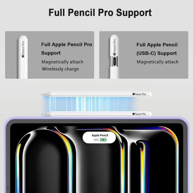 Alt view image 3 of 5 - iMieet for iPad Pro 11 Inch Case M4 2024 (5th Generation) with Pencil Holder, [Support Pencil Pro and Pencil (USB-C)], Trifold Stand Smart Case with Soft TPU Back, Auto Wake/Sleep (Light Purple)