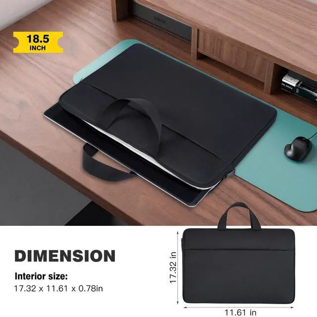 Alt view image 2 of 5 - 18.5 Inch Portable Monitor Case, Protective Carrying Sleeve for VisionOwl InnoView Upperizon Usparkle Ingnok iProda Motyeowe Cocopar HONGO, 18-18.5" Laptop Notebook Computer Bag, Black