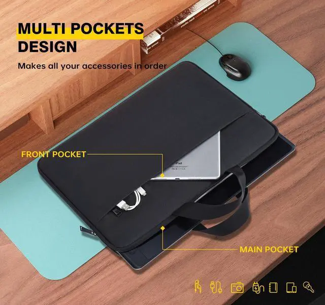 Alt view image 3 of 5 - 18.5 Inch Portable Monitor Case, Protective Carrying Sleeve for VisionOwl InnoView Upperizon Usparkle Ingnok iProda Motyeowe Cocopar HONGO, 18-18.5" Laptop Notebook Computer Bag, Black