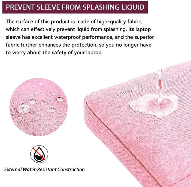Alt view image 5 of 5 - Ferkurn Laptop Bag Case Women Men Computer Sleeve with Shoulder Compatible with HP Envy Pavilion/Inspiron/Thinkpad/Vivobook/MSI/Surface,Waterproof Briefcase with Handle, Pink, 17 17.3 Inch