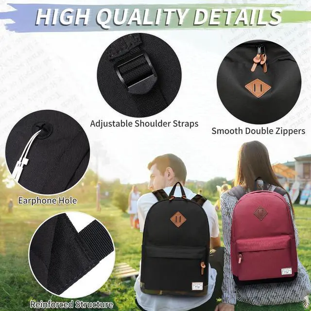 Alt view image 5 of 5 - Kasqo Classic Lightweight 15.6 Inch Laptop Bag for Men Women, Black and Camo