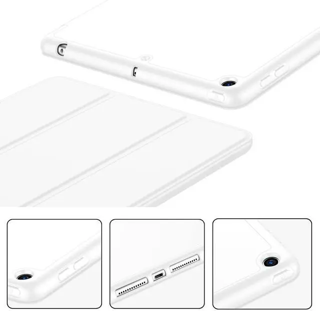 Alt view image 3 of 5 - iMieet Case for iPad 9th Generation 2021/iPad 8th Generation 2020 10.2 Inch with Pencil Holder, iPad 7th Gen 2019 with Soft Baby Skin Silicone Back, Auto Wake/Sleep Cover(White)