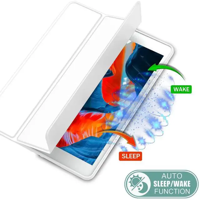 Alt view image 5 of 5 - iMieet Case for iPad 9th Generation 2021/iPad 8th Generation 2020 10.2 Inch with Pencil Holder, iPad 7th Gen 2019 with Soft Baby Skin Silicone Back, Auto Wake/Sleep Cover(White)