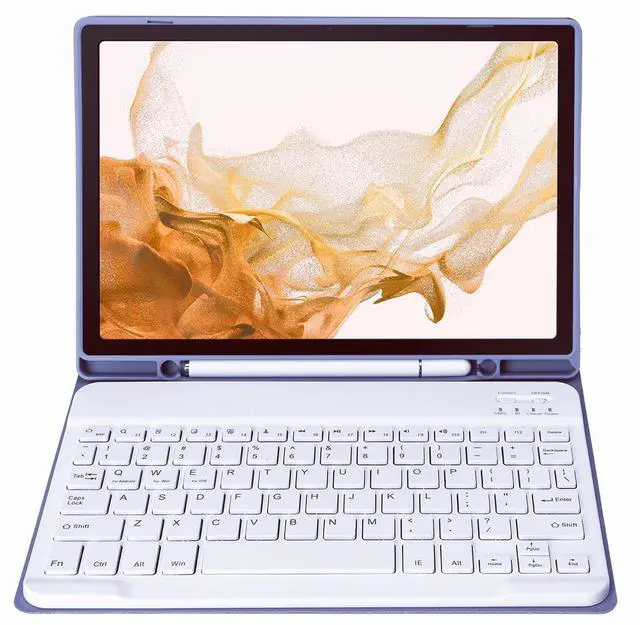 Alt view image 3 of 5 - Slim Candy Colors Keyboard Case Compatible with Samsung Galaxy Tab S9/S9 FE 11 Inch 2023 Model SM-X710/X716B/X718U/X518U with S Pen Holder, Mutil Angles Stand Cover Detachable Wireless Keyboard