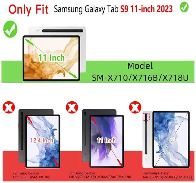 Alt view image 2 of 5 - Slim Candy Colors Keyboard Case Compatible with Samsung Galaxy Tab S9/S9 FE 11 Inch 2023 Model SM-X710/X716B/X718U/X518U with S Pen Holder, Mutil Angles Stand Cover Detachable Wireless Keyboard