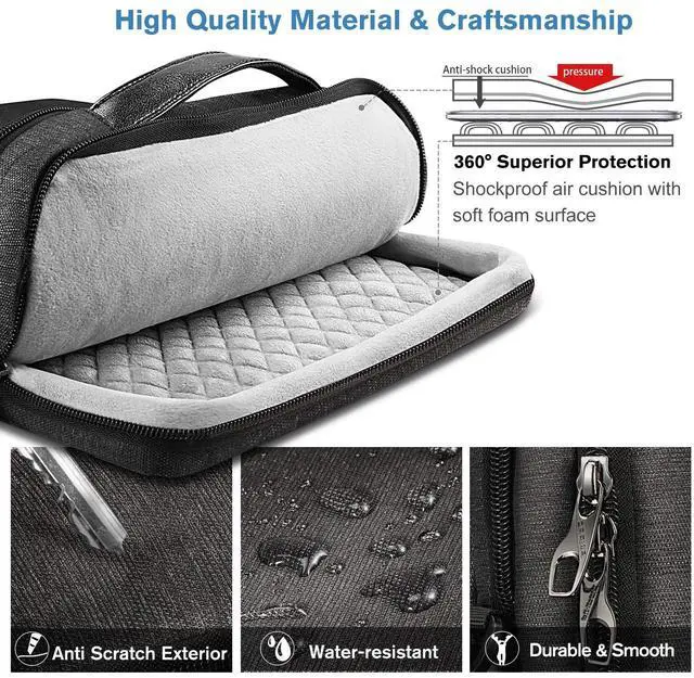 Alt view image 3 of 5 - FINPAC Laptop Shoulder Bag for 14-inch MacBook Pro M4/M3/M2/M1 Pro/Max A2779 A2442 2024-2021, 13'' MacBook Air/Pro, Carrying Case for MacBook Air 15, Surface Laptop, HP, Dell, Acer Chromebook, Black