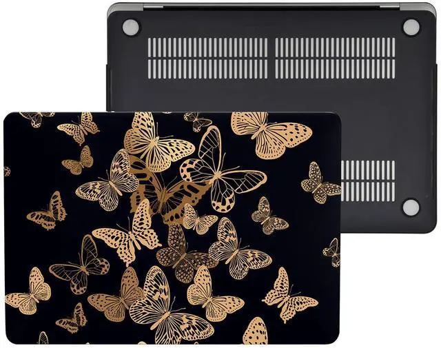 Alt view image 4 of 5 - Laptop Hard Case Compatible with MacBook 12 Inch Case with Retina Display 2017 2016 2015 Release Model A1534, Plastic Hard Protective Shell Case Cover & Keyboard Cover Skin, Gold Butterfly
