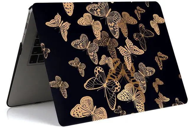 Alt view image 3 of 5 - Laptop Hard Case Compatible with MacBook Pro 13 Inch Case 2015 2014 2013 2012 Release with Retina Display Model A1502 A1425, Plastic Hard Shell Case Cover & Keyboard Cover Skin, Gold Butterfly