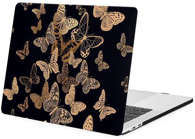 Alt view image 2 of 5 - Laptop Hard Case Compatible with MacBook Pro 13 Inch Case 2015 2014 2013 2012 Release with Retina Display Model A1502 A1425, Plastic Hard Shell Case Cover & Keyboard Cover Skin, Gold Butterfly