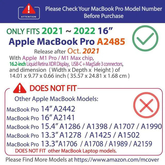 Alt view image 2 of 4 - mCover Case Only Compatible for 2021~2025 16 MacBook Pro Laptop Computer (with M1 | M2 | M3 | M4 Pro/Max Chip, 16.2" Liquid Retina XDR Display, USB-C + MagSafe3 + HDMI connectors) - Aqua