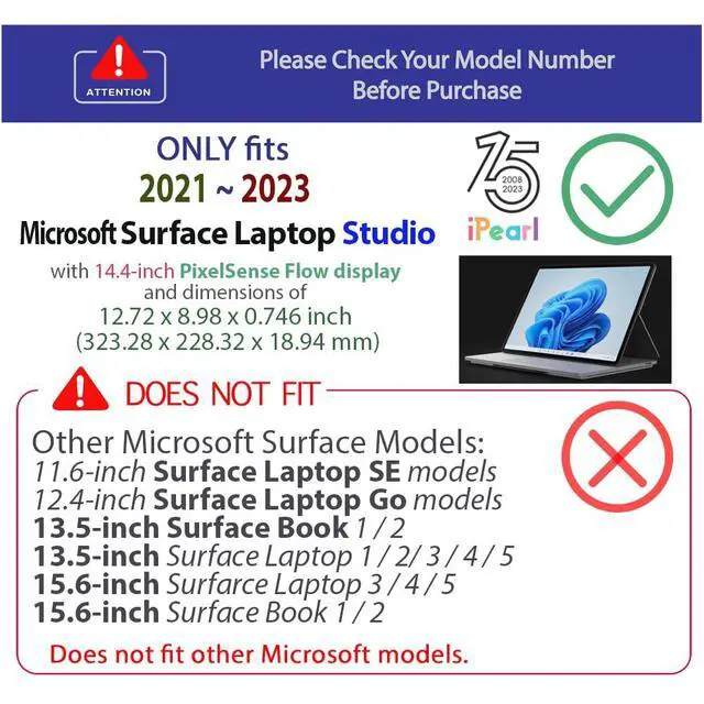 Alt view image 5 of 5 - mCover Case ONLY Compatible for 2021-2023 14.4" Microsoft Surface Laptop Studio Notebook Computer - Pink