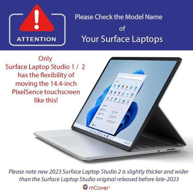 Alt view image 3 of 5 - mCover Case Compatible ONLY for 2023-2024 14.4" Microsoft Surface Laptop Studio 2 Notebook Computer (NOT Fitting Any Other Microsoft Models) - Black