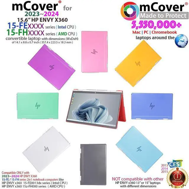 Alt view image 2 of 5 - mCover Case ONLY Compatible for 2023~2024 15.6" HP Envy x360 15-FE0000 (Intel CPU) / 15-FH0000 (AMD CPU) Series Laptop (NOT Fitting Any Other HP Models) - Aqua
