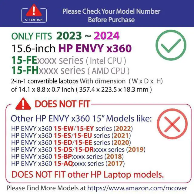 Alt view image 3 of 5 - mCover Case ONLY Compatible for 2023~2024 15.6" HP Envy x360 15-FE0000 (Intel CPU) / 15-FH0000 (AMD CPU) Series Laptop (NOT Fitting Any Other HP Models) - Aqua