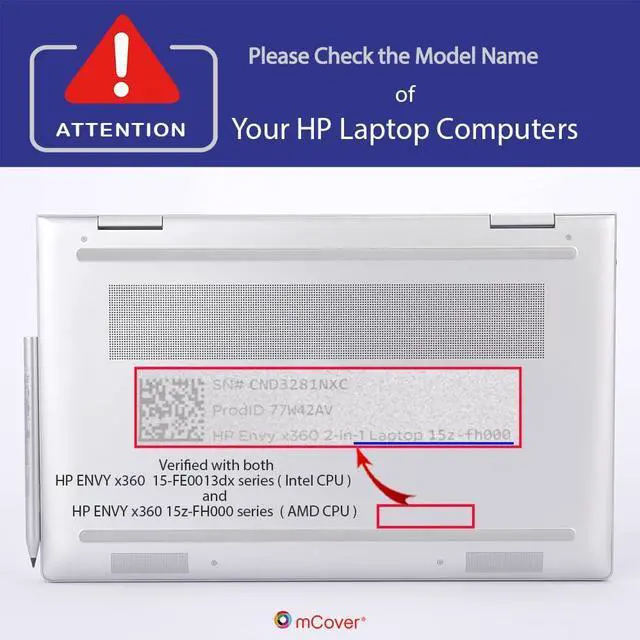 Alt view image 4 of 5 - mCover Case ONLY Compatible for 2023~2024 15.6" HP Envy x360 15-FE0000 (Intel CPU) / 15-FH0000 (AMD CPU) Series Laptop (NOT Fitting Any Other HP Models) - Aqua