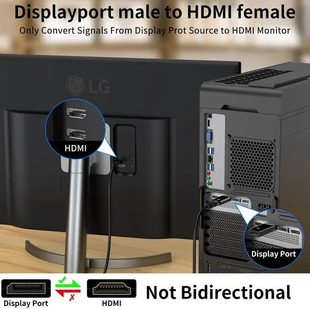 Alt view image 2 of 5 - 4K DisplayPort to HDMI Adapter 10 Pack,24K Gold Plated Uni-Directional Display Port DP to HDMI Passive Adapter Compatible for HP, HDTV, AMD, NVIDIA,Dell, GPU,Projector, PC,Desktop