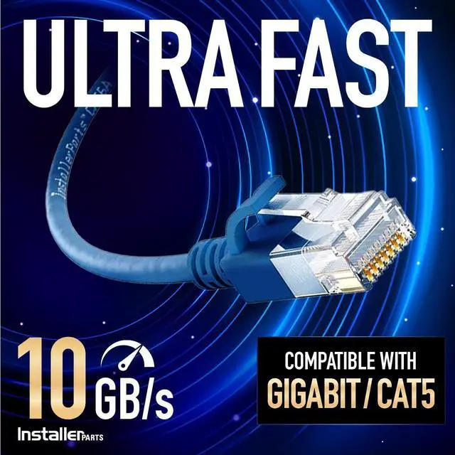 Alt view image 3 of 5 - InstallerParts 5 FT (10 Pack) Cat6A Ethernet Cable - Black - Slim Cable - 10Gigabit/Sec - High Speed Internet - UTP Booted