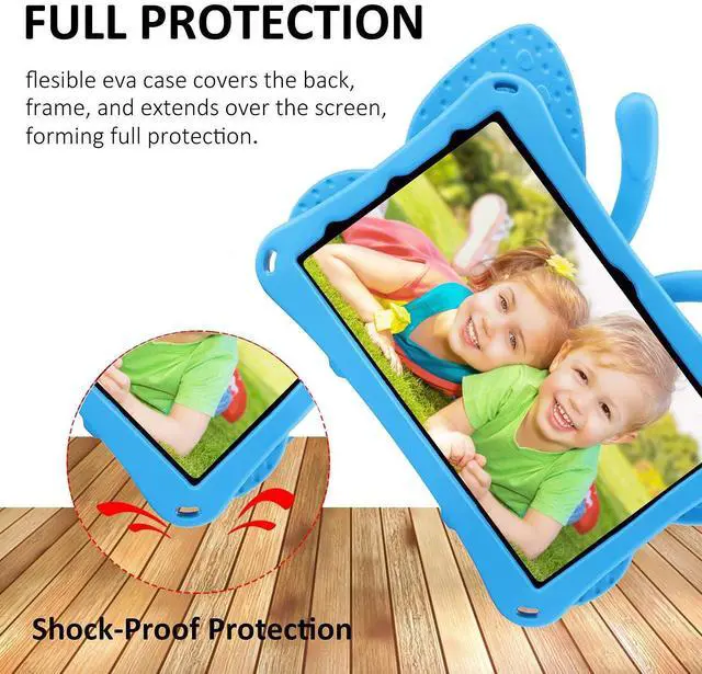 Alt view image 3 of 4 - Kindle Fire HD 10 Kids Pro Tablet Case Fire HD10 2021 2023 10.1 11th 13th Generation Butterfly Case with Kickstand EVA Full Boby Rugged Shockproof Kids HD 10 Plus Tablet Cover for Girl Gift (Blue)