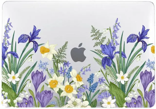 Main image of Fulbrio Arts Compatible with MacBook Air 13 inch Hard Shell Clear Case Skin, 2022, 2021,2020-2018 Release A1932 Slim Transparent Hard Shell with Keyboard Cover,Cute Flower Purple
