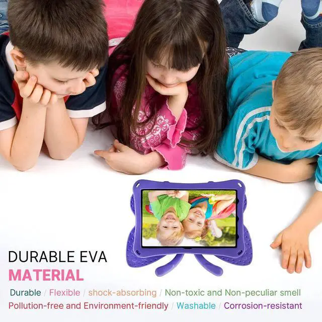 Alt view image 2 of 5 - Kindle Fire HD 10 Kids Pro Tablet Case Fire HD10 2021 2023 10.1 11th 13th Generation Butterfly Case with Kickstand EVA Full Boby Rugged Shockproof Kids HD 10 Plus Tablet Cover for Girl Gift (Purple)