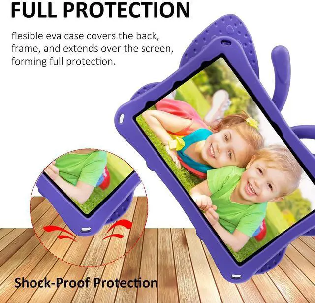 Alt view image 4 of 5 - Kindle Fire HD 10 Kids Pro Tablet Case Fire HD10 2021 2023 10.1 11th 13th Generation Butterfly Case with Kickstand EVA Full Boby Rugged Shockproof Kids HD 10 Plus Tablet Cover for Girl Gift (Purple)