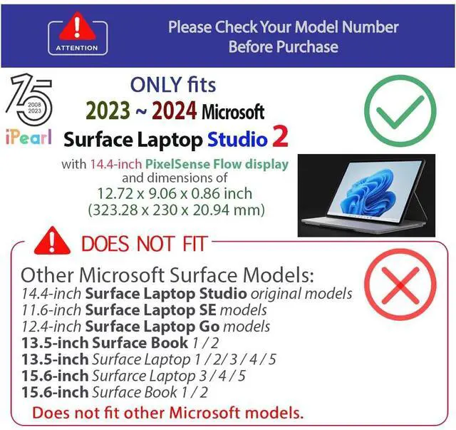 Alt view image 2 of 5 - mCover Case Compatible ONLY for 2023-2024 14.4" Microsoft Surface Laptop Studio 2 Notebook Computer (NOT Fitting Any Other Microsoft Models) - Pink