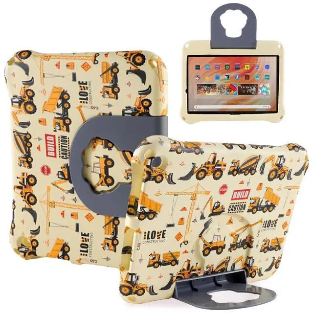 Main image of Fire HD 10 2023 2021 13th 11th Generation 11 inch Kid Pro Tablet Cover for Kids Boy Girl Cartoon Excavator EVA Kid-Proof case with Stand Handle Shockproof Kid-Friendly Durable Case Toddlers Yellow