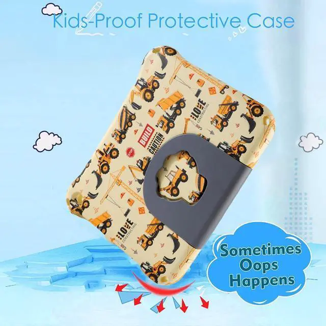 Alt view image 3 of 5 - Fire HD 10 2023 2021 13th 11th Generation 11 inch Kid Pro Tablet Cover for Kids Boy Girl Cartoon Excavator EVA Kid-Proof case with Stand Handle Shockproof Kid-Friendly Durable Case Toddlers Yellow