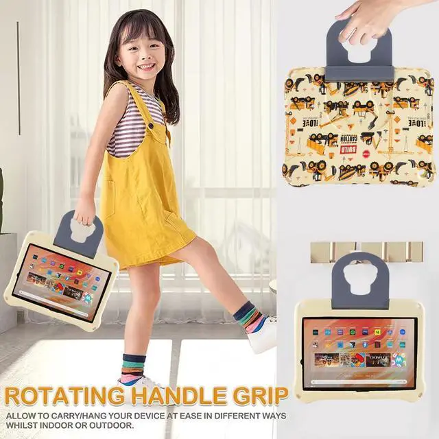 Alt view image 5 of 5 - Fire HD 10 2023 2021 13th 11th Generation 11 inch Kid Pro Tablet Cover for Kids Boy Girl Cartoon Excavator EVA Kid-Proof case with Stand Handle Shockproof Kid-Friendly Durable Case Toddlers Yellow