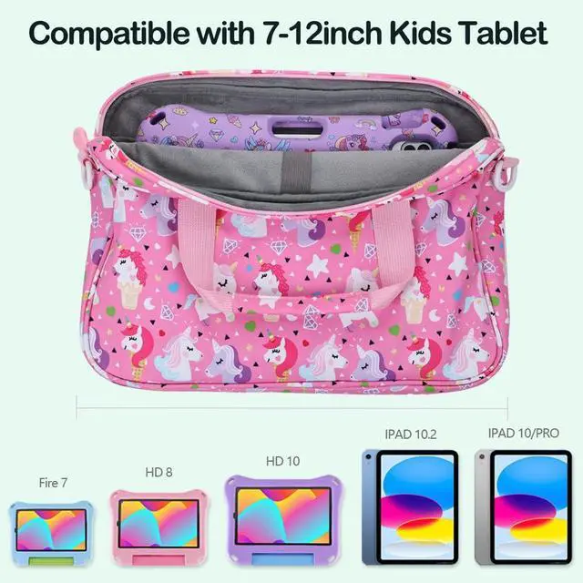 Alt view image 2 of 5 - Kids Tablet Bag for Boy Girls Unicorn Tablet Sleeve Carrying Case with Handle Shoulder Strap 13 inch Tablet Travel Bag briefcase for iPad 11 10.2 iPad 10th 10.9 Air HD 10 HD 8 Kid Pro tablet