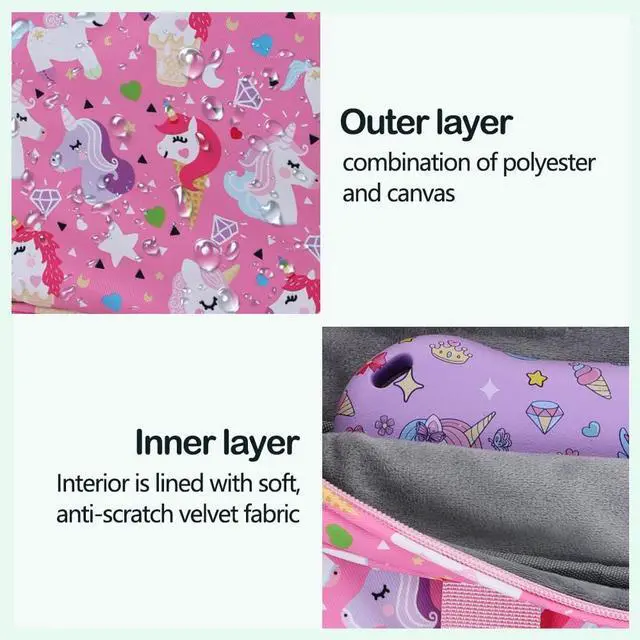 Alt view image 5 of 5 - Kids Tablet Bag for Boy Girls Unicorn Tablet Sleeve Carrying Case with Handle Shoulder Strap 13 inch Tablet Travel Bag briefcase for iPad 11 10.2 iPad 10th 10.9 Air HD 10 HD 8 Kid Pro tablet