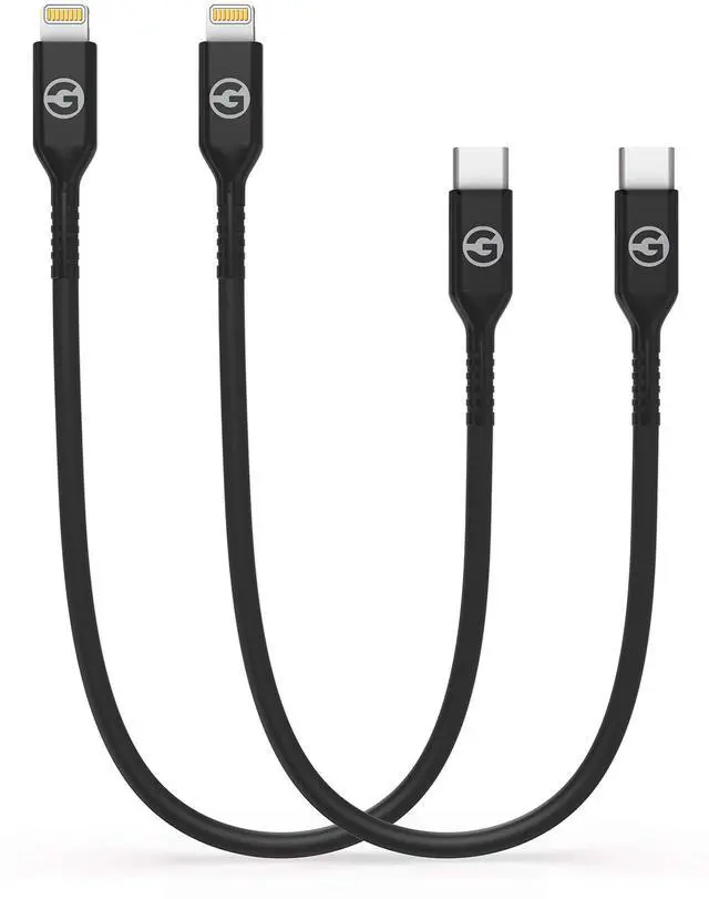Main image of GALVANOX Short iPhone Charging Cable (2 Pack) Apple MFi Certified USB C to Lightning 1ft Braided Charger Cords Compatible with iPhone 11/12/13/14 Pro Max (Black)