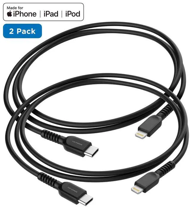 Alt view image 5 of 5 - GALVANOX Short iPhone Charging Cable (2 Pack) Apple MFi Certified USB C to Lightning 1ft Braided Charger Cords Compatible with iPhone 11/12/13/14 Pro Max (Black)