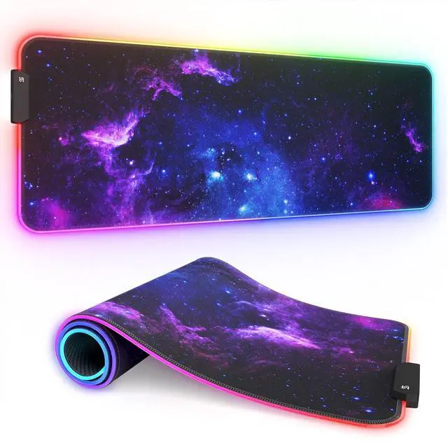 Main image of ITNRSIIET RGB Gaming Mouse Pad, Full Desk XL Extended Large Gaming Mousepad, 12 Lighting Modes 30% Thicker Big LED Desk Mat for Gamers, 32 x 12 inches, Mysterious Galaxy