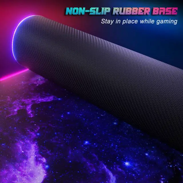 Alt view image 5 of 5 - ITNRSIIET RGB Gaming Mouse Pad, Full Desk XL Extended Large Gaming Mousepad, 12 Lighting Modes 30% Thicker Big LED Desk Mat for Gamers, 32 x 12 inches, Mysterious Galaxy