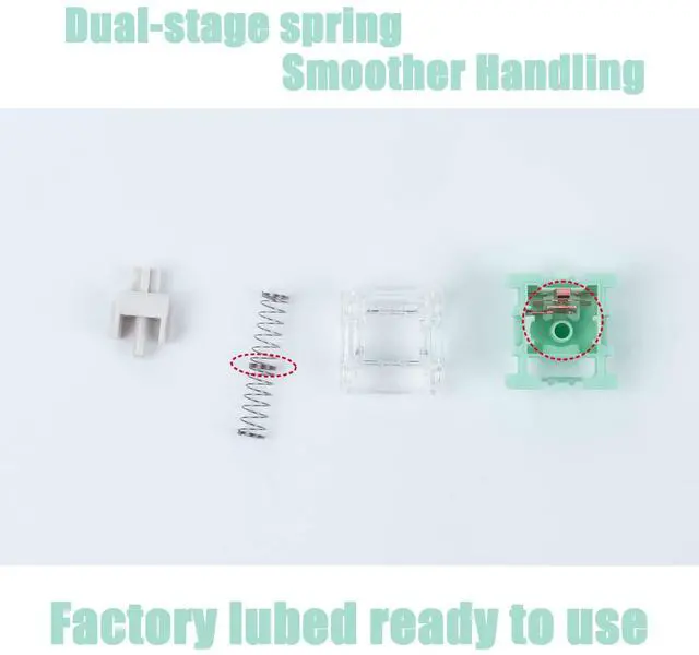 Alt view image 3 of 5 - Zjmehty Gateron Jade Series Dual-Stage Spring Pre Lubed Switches White V3 Pro,3-Pin 38gf Linear/RGB/LED Switches for Mechanical Keyboard(White,36pcs)