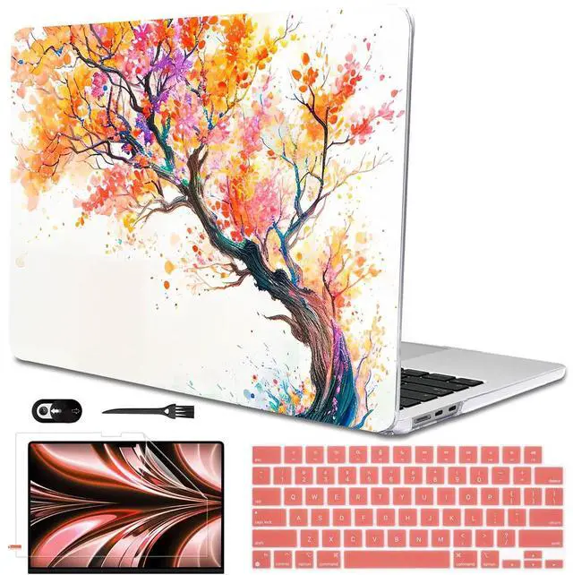 Main image of LCMOCICO for 2022 2023 2024 2025 MacBook Air 13.6 inch Case M4 A3240 M3 A3113 M2 A2681 Cover, Patternt Plastic Hard Shell Case Keyboard Skin for Mac Air 13.6" M4 M3 M2 Touch ID, Phoenix Tree Flowers