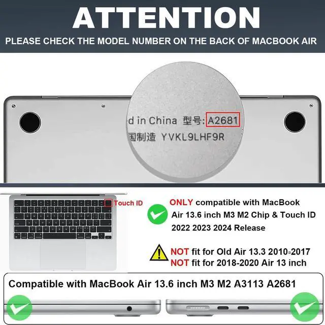 Alt view image 2 of 5 - LCMOCICO for 2022 2023 2024 2025 MacBook Air 13.6 inch Case M4 A3240 M3 A3113 M2 A2681 Cover, Patternt Plastic Hard Shell Case Keyboard Skin for Mac Air 13.6" M4 M3 M2 Touch ID, Phoenix Tree Flowers