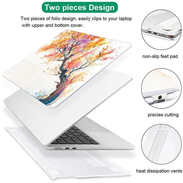 Alt view image 3 of 5 - LCMOCICO for 2022 2023 2024 2025 MacBook Air 13.6 inch Case M4 A3240 M3 A3113 M2 A2681 Cover, Patternt Plastic Hard Shell Case Keyboard Skin for Mac Air 13.6" M4 M3 M2 Touch ID, Phoenix Tree Flowers