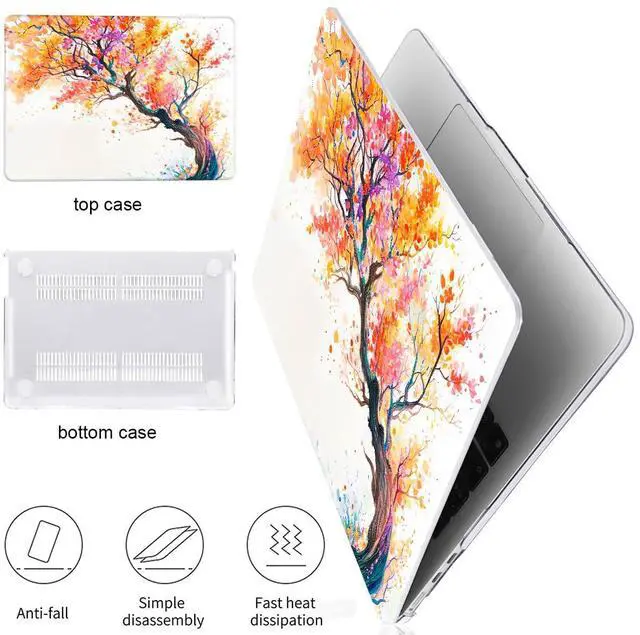 Alt view image 4 of 5 - LCMOCICO for 2022 2023 2024 2025 MacBook Air 13.6 inch Case M4 A3240 M3 A3113 M2 A2681 Cover, Patternt Plastic Hard Shell Case Keyboard Skin for Mac Air 13.6" M4 M3 M2 Touch ID, Phoenix Tree Flowers