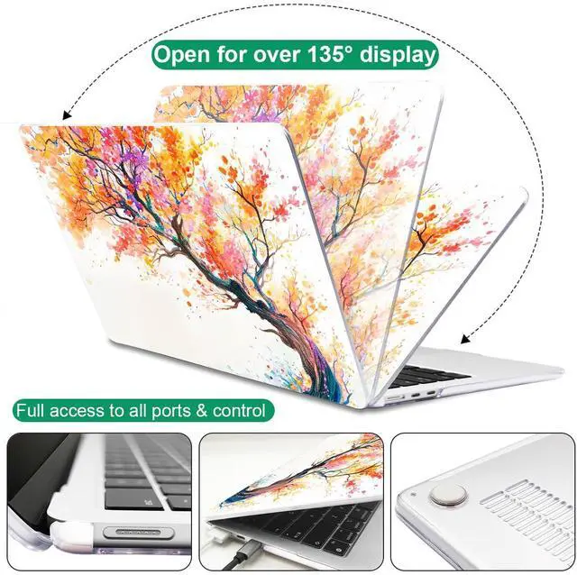 Alt view image 5 of 5 - LCMOCICO for 2022 2023 2024 2025 MacBook Air 13.6 inch Case M4 A3240 M3 A3113 M2 A2681 Cover, Patternt Plastic Hard Shell Case Keyboard Skin for Mac Air 13.6" M4 M3 M2 Touch ID, Phoenix Tree Flowers