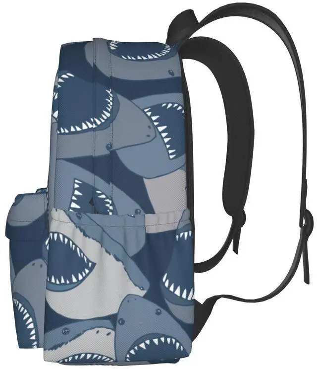 Alt view image 2 of 5 - Jbofyee Angry Sharks Sea Animal Laptop Backpack For Men Women, Lightweight Daypack Bookbag For Daily Commutes Business Travel Hiking